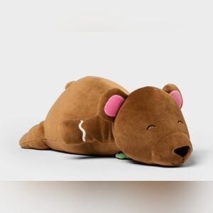 PILLOWFORT Holiday Gingerbread Bear Weighted Plush Kids' Throw Pillow Brown